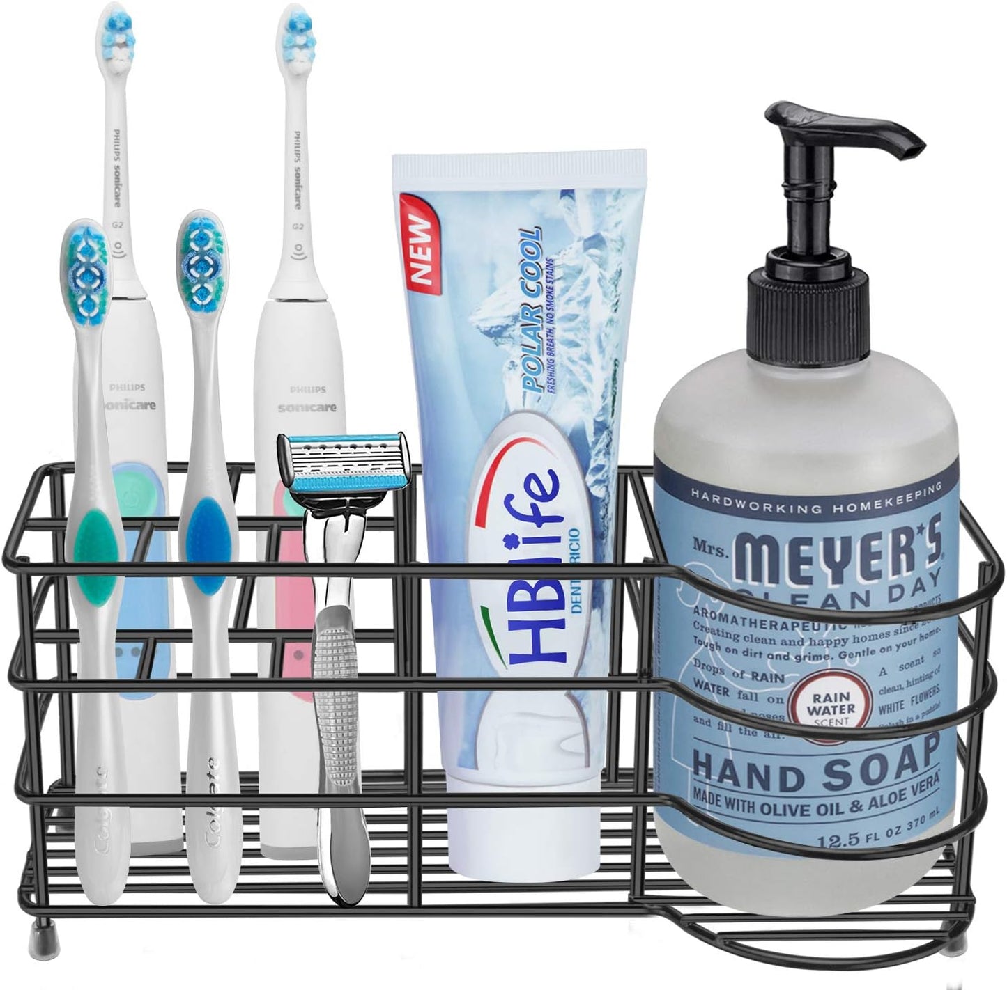 HBlife Toothbrush Holders for Bathroom, 5 Slots Silver Stainless Steel Bathroom Accessories Organizer