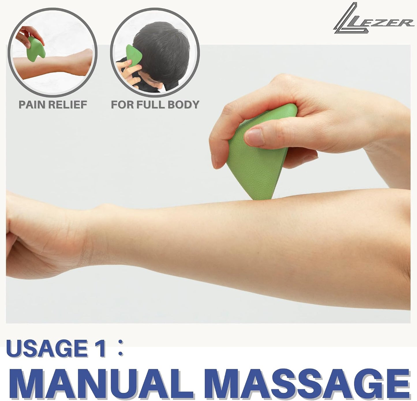 LEZER Trigger Massage Point, Manual Massage Ball, Muscle Knots Relief Tool, Myofascial Release, Physical Therapy, Deep Tissue Back Massage, Plantar Fasciitis, 2.9 in x 2.1 in (Green)