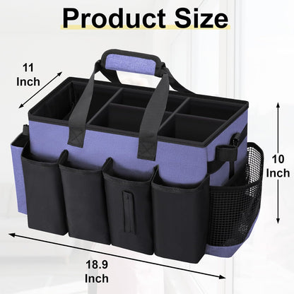 Wearable Large Cleaning Caddy Bag for Housekeepers (Black&Gray) | Cleaning Supplies Organizer with Adjustable Shoulder, Waist & Handle Straps, Detailing Bag for Kitchen Supplies