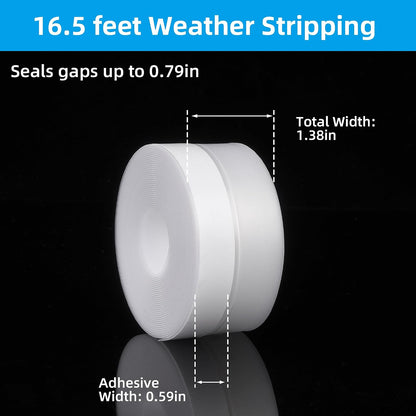 Clear Silicone Weather Stripping Seal Door Tape - Strong Adhesive Door & Window Seal Strip for Draft Stopper, Dustproof | Peel & Stick, Removable, No-Residue [33Feet x 45mm]