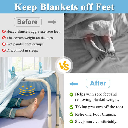 Blanket Lifter Foot Cradle Lift Bar for Feet Adjustable Blanket Support Lifters Holder Bed Foot Tent Blankets Riser Sheet Raiser Heavy Duty Steel Medical Accessories Leg Knee Ankle Surgery Recovery