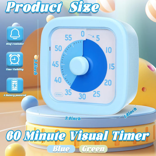 AmazingSpark 2 Pack Visual Timer 60 Minute, Blue, Green, Classic