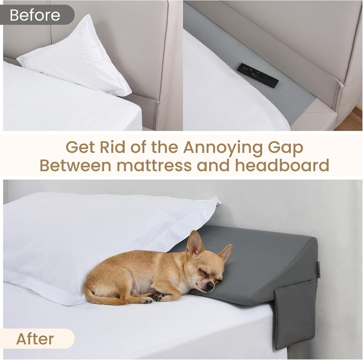 Vekkia Bed Wedge Pillow for Headboard Gap,Bed Gap Filler(0-6") King