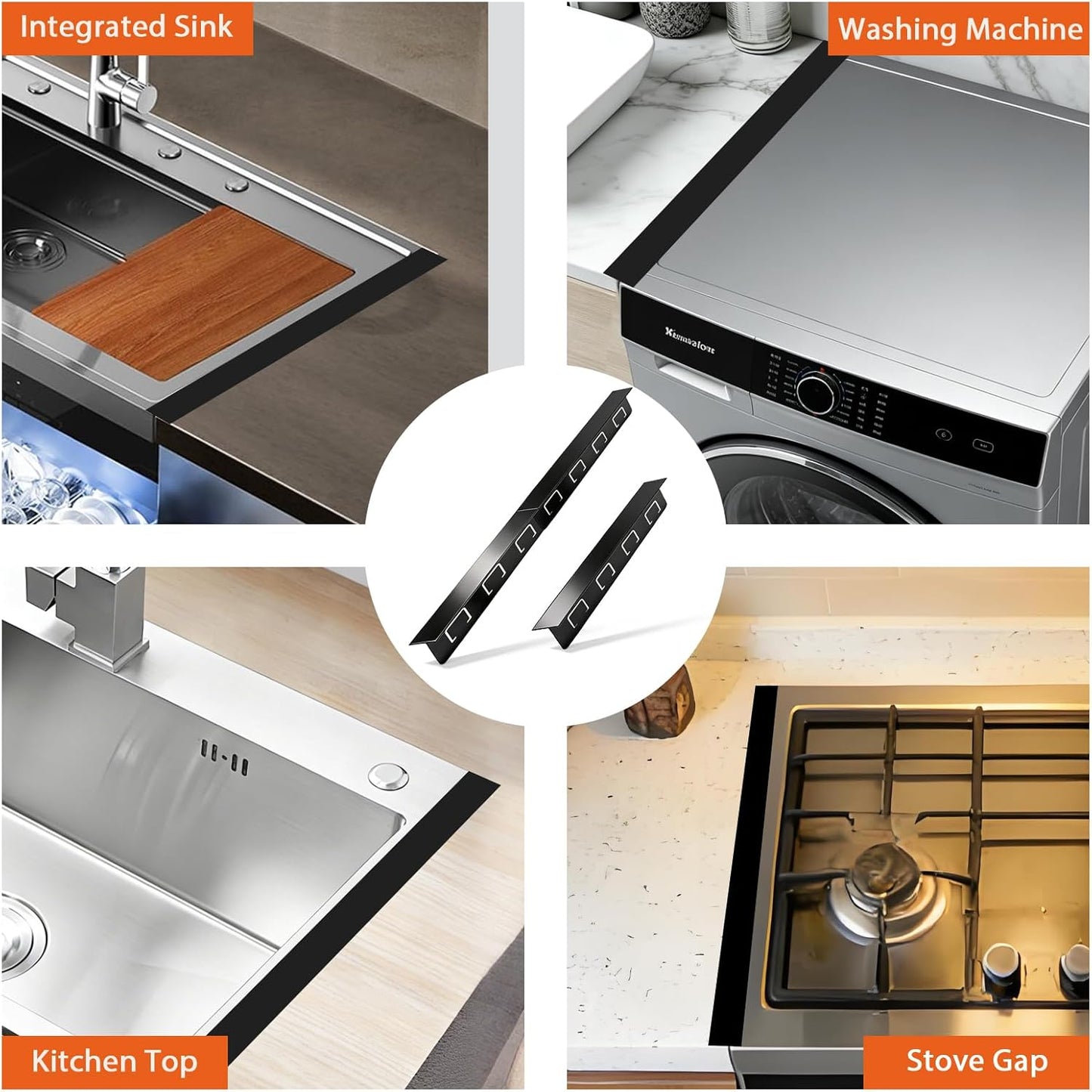 “T” design Stove Gap Covers 2 Pack, Adjustable 13.8” to 27.5”Stove Gap Filler Stainless Steel, Heat Resistant Range Trim Kit, Oven Side Gap Filler，Easy to Clean and Maintain