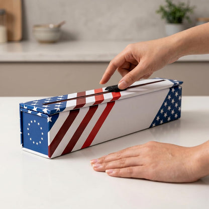 ChicWrap Carrara Marble Aluminum Foil Dispenser - Includes 12"x30' roll | Reusable Aluminum Foil Dispenser with Four Non-Slip Rubber Feet