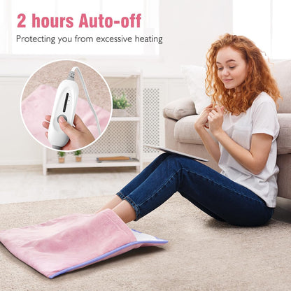 Foot Warmer Electric, Heating Pad King Size Ultra Soft Flannel, Extra Large for Bed, Abdomen, Feet, Back, Cramp, Office/Home Under Desk, 10ft Cord, Auto Off, 22" x 20" - Blue