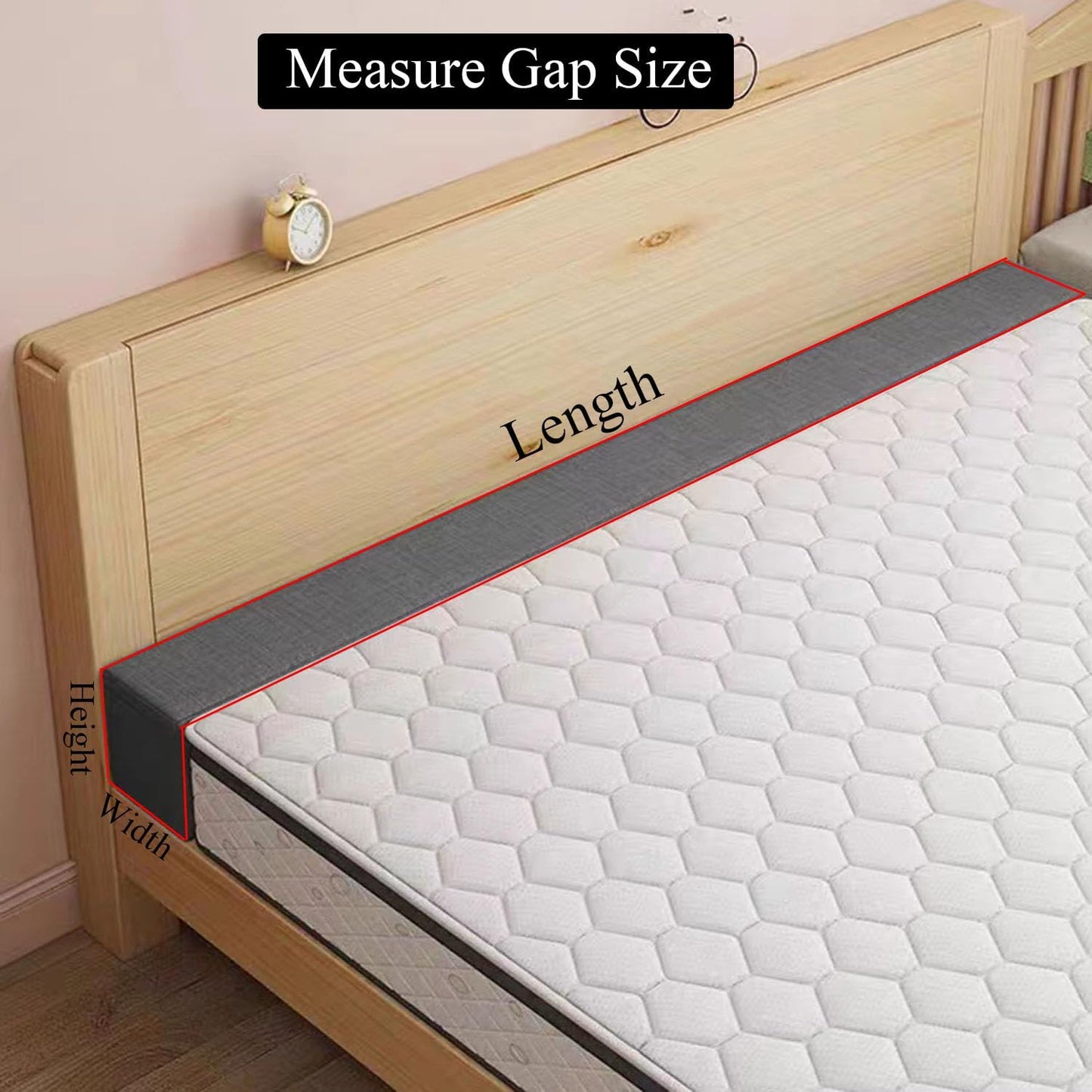 Bed Gap Filler for Headboard Space Filler Bed Crack Pillow Stopper 79x4x6 | Wall Side Mattress Extender Memory Foam Mattress Gap Filler Twin Bed and Small Items From Falling for Removable Cover