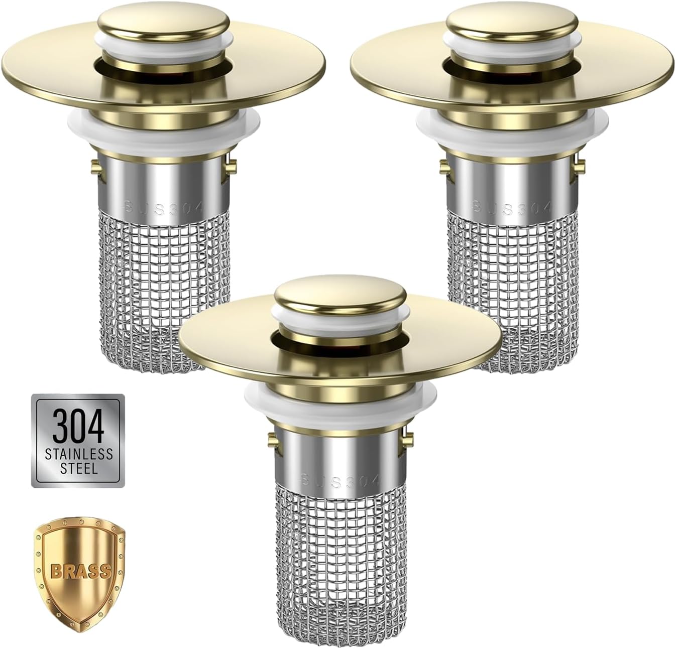 Bathroom Sink Drain Strainer, Pop-up Sink Drain Strainer with Removable Stainless Steel Strainer Basket Hair Catcher, Bathroom Sink Strainer for Bathroom Sink Stopper Replacement(1PCS)