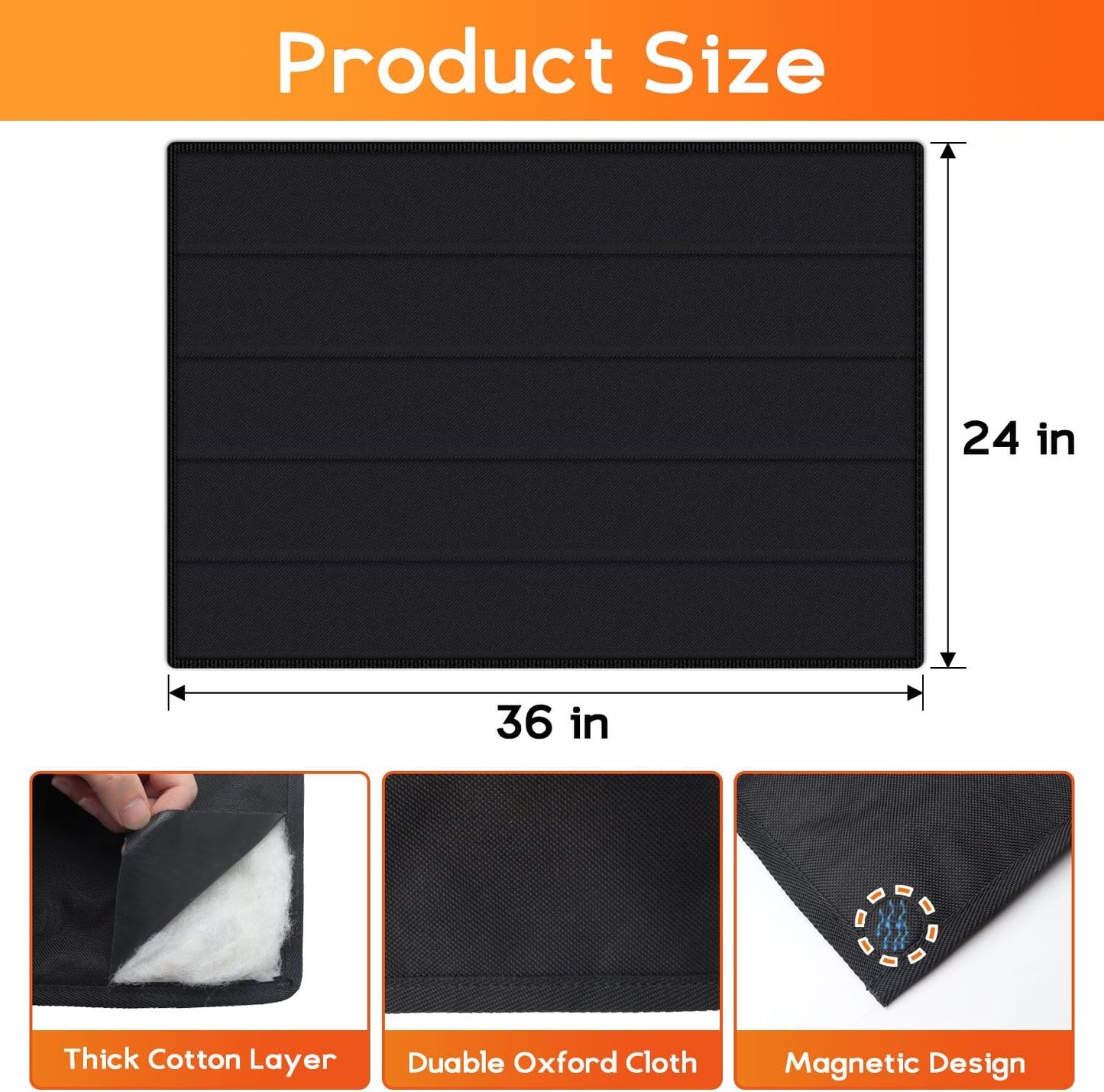 36" x 24" Magnetic Fireplace Cover - Oxford Indoor Draft Stopper | Blocks Airflow, Fireplace Screen Baby Proof, Metal Fireplace Doors Accessories, Living Room