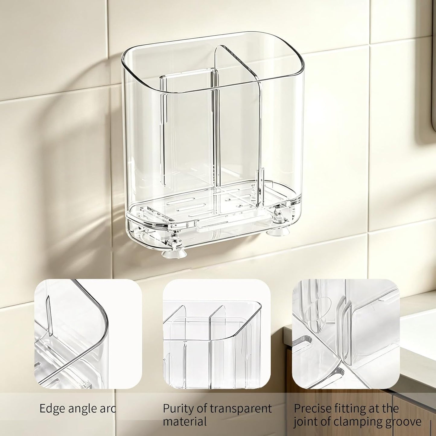 2-Slot Electric Toothbrush Holder Wall & Counter, No-Drill | Self-adhesive waterproof, Drainage holes, Keeps dry, Fits counter/wall, For bathroom vanity,, Small Size