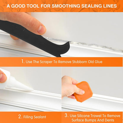 Outus 4 Pieces Silicone Caulking Tool Set Sealant Finishing Grout Scraper Caulking Removal Tool for Kitchen Bathroom Floor Sink Joint Sealant Sealing Home House Renovation, Reuse and Replace (Blue)