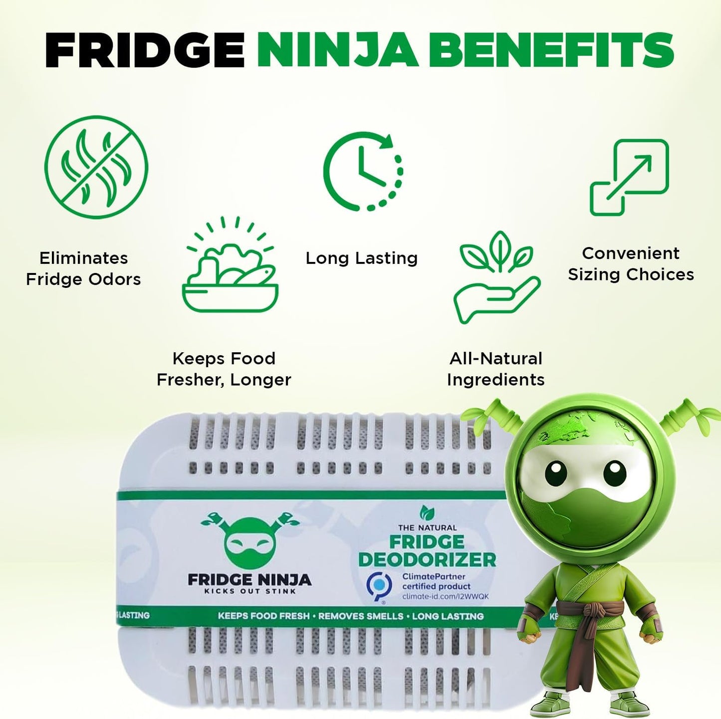Fridge Ninja XL Pack Refrigerator Deodorizer, Fridge Odor Eliminator | Better than Baking Soda, Refrigerator & Fridge Smell Eliminator, Freezer Deodorizer Odor Eliminator for Refrigerators