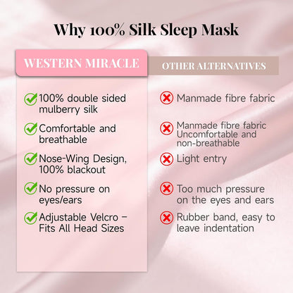 Silk Sleep Mask – 100% Mulberry Silk Eye Mask for Sleeping, Soft Slip Feel, Adjustable Headband, Blackout for Side Sleepers, Men & Women | Soft Slip Feel, Adjustable Headband, Blackout for Side Sleepers, Men & Women