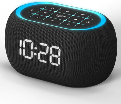 ANJANK White Noise Sound Machine Alarm Clock with Hi-Fi Bluetooth Speaker, 21 Soothing Sounds/7 Night Lights, 0-100% Dimmer/Sleep Timer/Volume Control, Soother for Adults Kids Sleeping, Bedroom, White