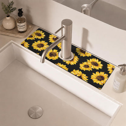 Light Brown White Checkered Kitchen Sink Splash Guard Faucet Mat,Faucet Non-Slip Absorbent Mat,Farmhouse Sink Splash Guard Behind Faucet for Kitchen Bathroom, 15"x5.5"