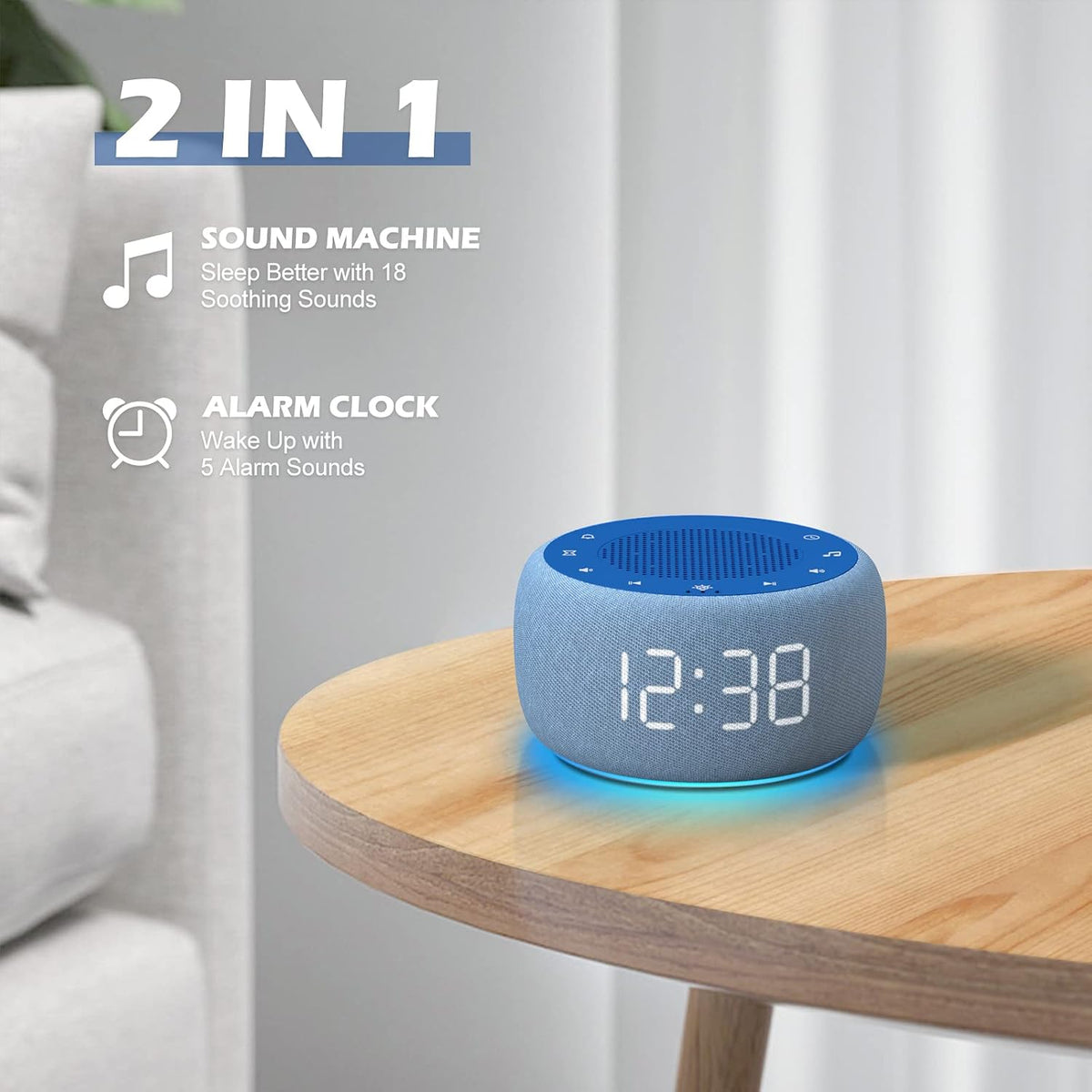 Buffbee Pro 2nd Gen| Sound Machine, Alarm Clock with Bluetooth Speaker