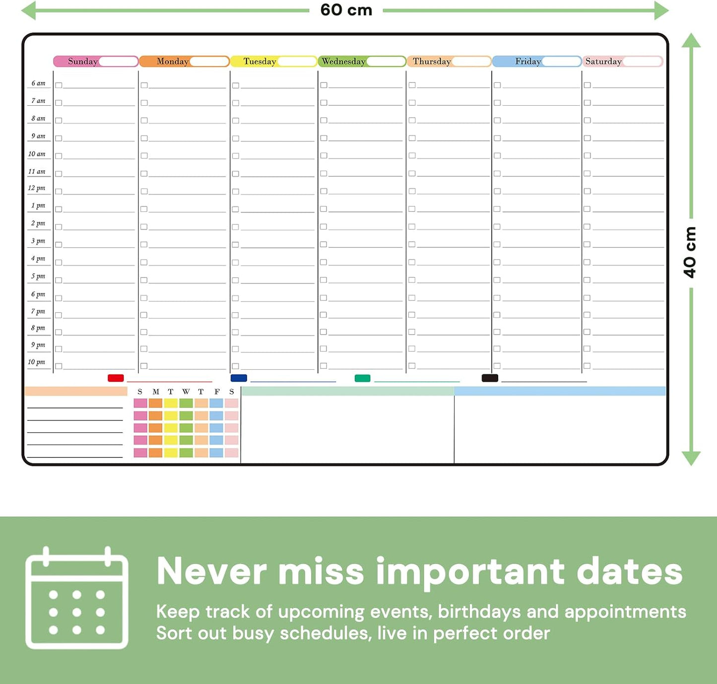 POPRUN Dry Erase Weekly Calendar Whiteboard, Magnetic Hourly Schedule Board | 16.9 x 11" Weekly Planner for Fridge, Time Slots, Family Daily Planning for Refrigerator, Homeschool, Work