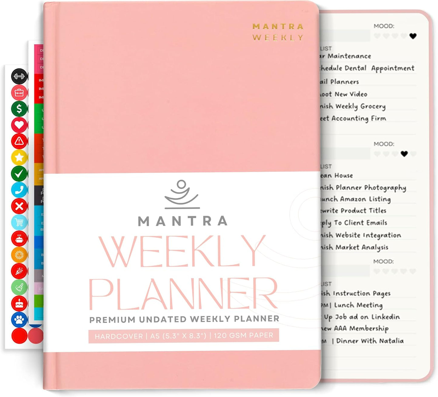 2026 Planner, Daily Journal & Gratitude Journal All-In-One with To Do List, Self Care Prompts & Habit Tracker - 7 x 10 - Pink
