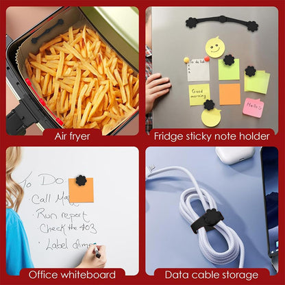 Air Fryer Magnets Silicone Buckle for Parchment Paper Liners, High-Temp Resistant Air Fryer Accessories, Safely Lock Paper from Heating Element or Covering Food, Prevent Burning (Red)