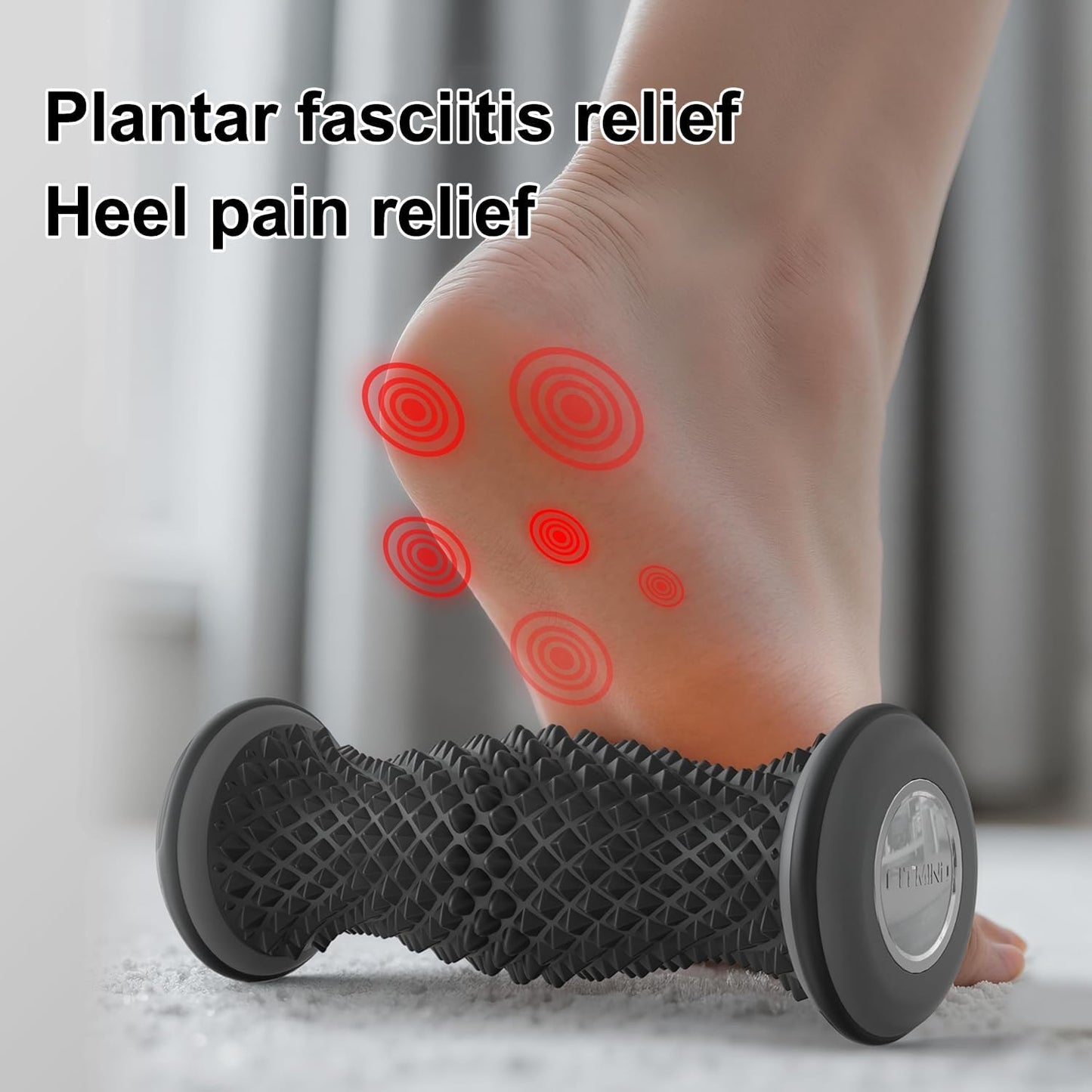 Foot Roller Massager for Plantar Fasciitis Relief, Portable Silent Deep Tissue Massager Tool for Arch and Heel Pain-Grey