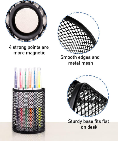 QYH Magnetic Pen Holder 4 Pack Pencil Locker Organizer Accessories for School and Office, Black