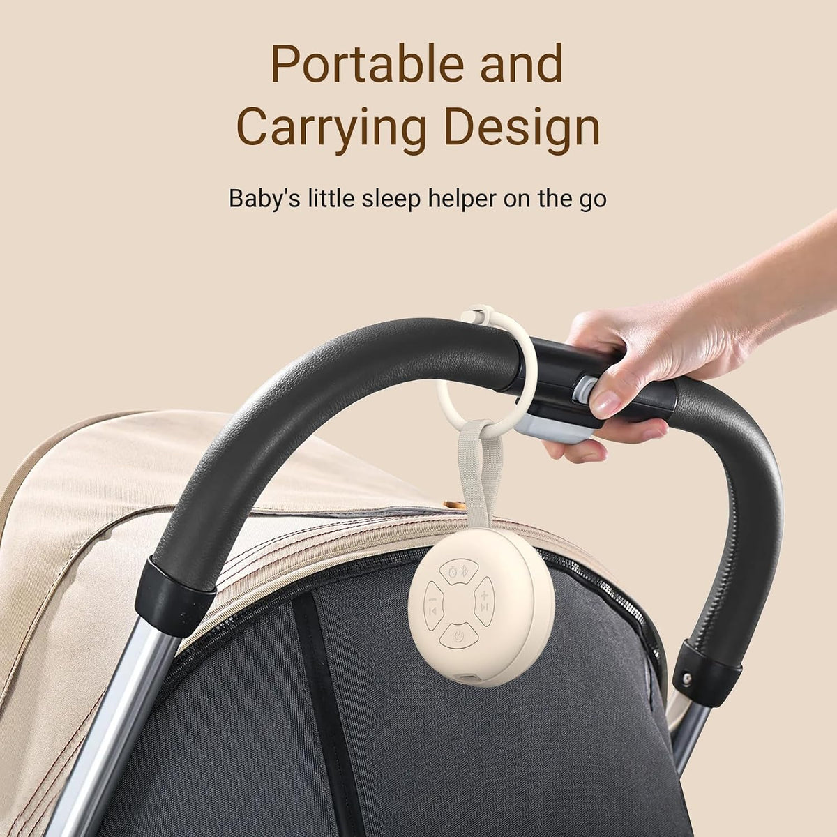 Portable Baby Sound Machine [White Noise for Babies Kids Adults][Supports Bluetooth Audio Playback][Timer Function][12 Soothing Sounds] 15 Hours Battery Life, Travel,Shower,Clips on Baby Stroller
