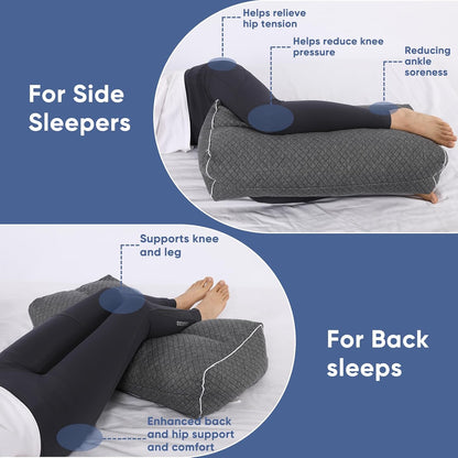 MINUPWELL Knee Pillow for Side Sleepers - Between Leg & Under Knee Pillow for Back Sleepers - Leg Pillow with 850G 7D Alternative for Relieving Leg, Back, and Knee Pain - 100% Cotton Fabric - White