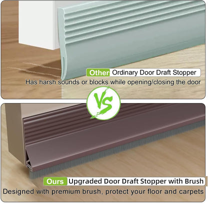 2 PCS Door Brush Bottom Sweep, Draft Stopper 2" W x 39" L, Black | No Residue, Strong Adhesive Self Adhesive Door Sweep for Bottom, Bottom Seal Strip for Dust/Noise/Hot or Cold Air Insulation