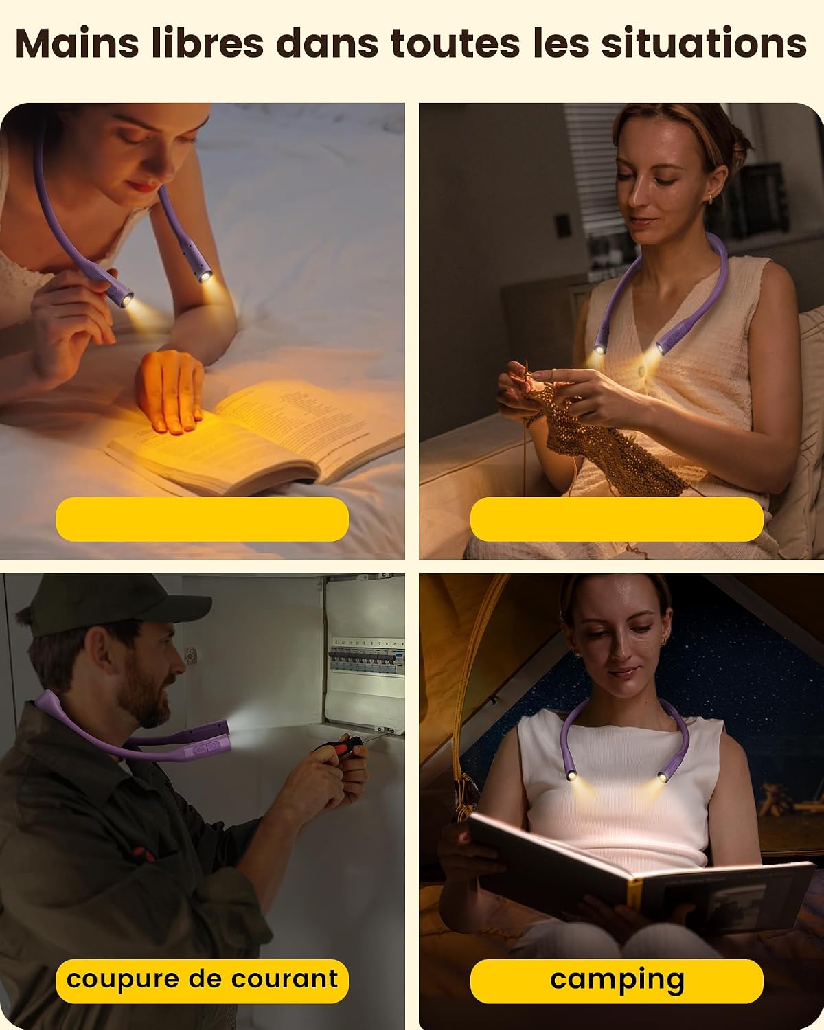 Glocusent Neck Book Light, Rechargeable Neck Lights for Crafts Reading