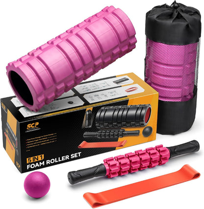 SUBCULTUREPICK 5 in1 Foam Roller Set, Trigger Point Foam Roller Deep Tissue