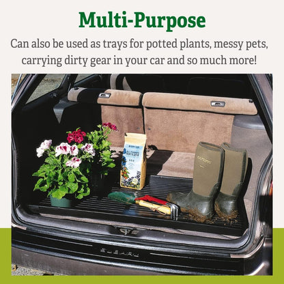 Gardeners Supply Company Large Boot Tray 2 Pack | Multi-Purpose All Weather Waterproof Indoor and Outdoor Shoes Mat Made with 100% Recycled Plastic | 46.5" L x 15.5" W and 2" Deep - Black