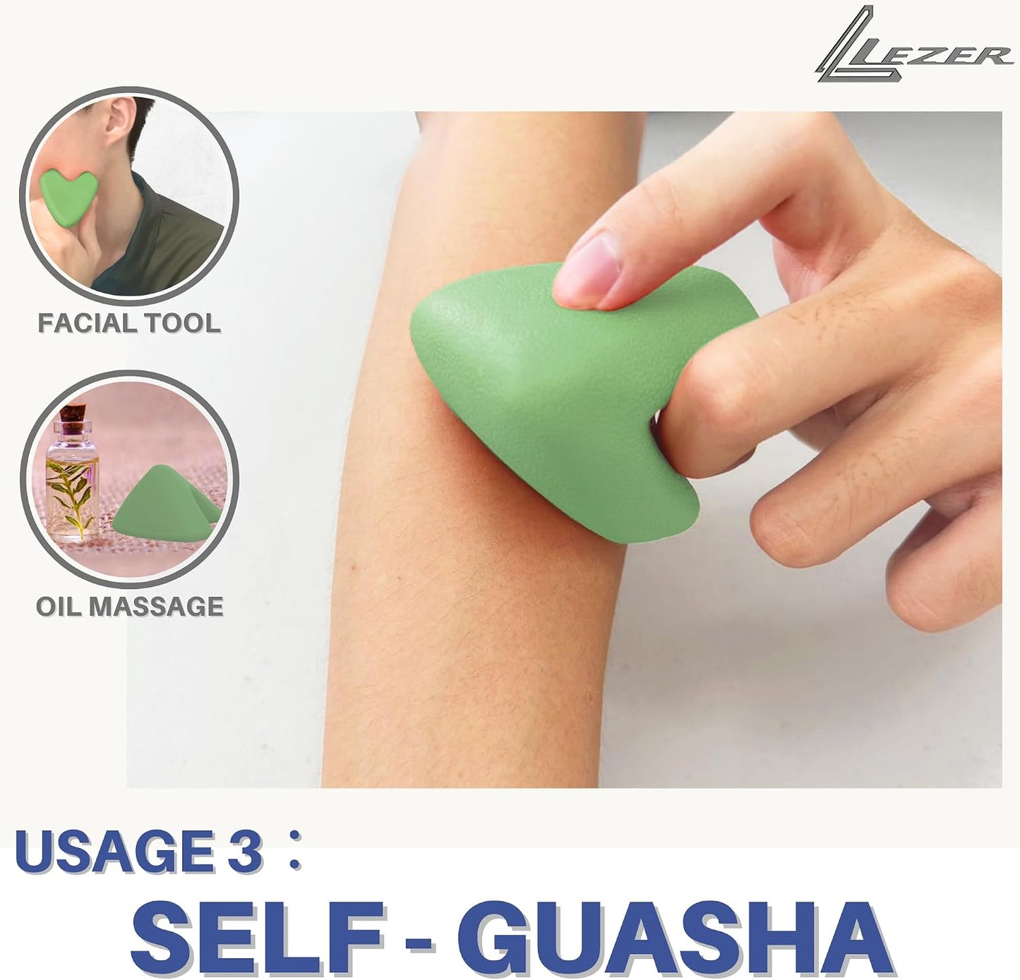 LEZER Trigger Massage Point, Manual Massage Ball, Muscle Knots Relief Tool, Myofascial Release, Physical Therapy, Deep Tissue Back Massage, Plantar Fasciitis, 2.9 in x 2.1 in (Green)