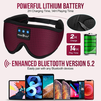 MUSICOZY Sleep Headphones Bluetooth 5.4 Sleep Mask with HD Sound
