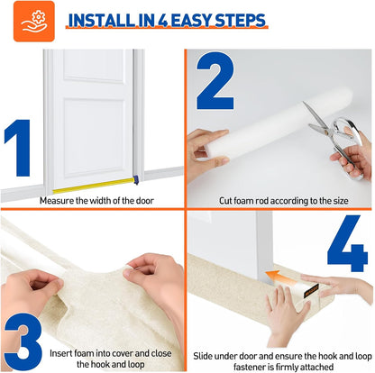 MAGZO Under Door Draft Stopper, 36 Inch Adjustable Door Gap Filler, Gray | Dual-Sided Soundproof Door Sweep for Blocking Noise Cold Air, Smoke, Dust & Light – Easy Install, Energy Saving, Washable