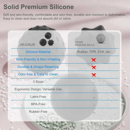 Silicone Lacrosse Balls for Yoga and Myofascial Release - Deep Tissue Massage,Trigger Point Therapy and Foot Plantar Fasciitis,Muscle Knots,Relieving Muscle Pain,Muscle Soreness Balls