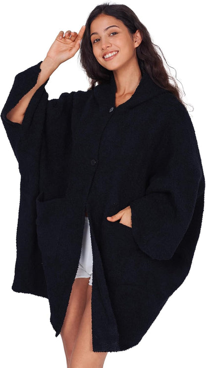 WDCOZY Wearable Blanket Hoodie Poncho Throw Comfy Soft Warm Cape Shawl Cozy Cloak Wrap Hooded with Sleeves For Women Adults