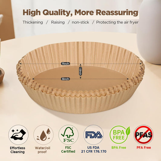 Air Fryer Liners Disposable, 8 Inch Round Paper for 5-8 QT Air Fryers