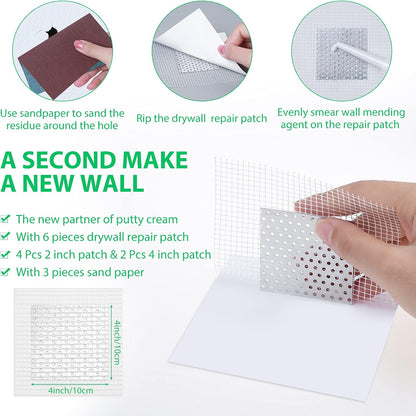 Ranekie 14 Pack Drywall Repairs Patch, 4/6/8 Inch Drywall Repair Kit with Extended Self-Adhesive Mesh,Large Hole Patch Repair for Drywall,Heavy Duty Dry Wall Hole Repair Patch