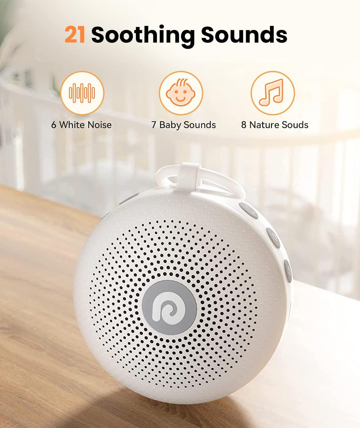 Dreamegg White Noise Machine - Portable Sound Machine for Baby Adult, Features Powerful Battery, 21 Soothing Sound, Noise Canceling for Office & Sleeping, Sound Therapy for Home, Travel(2Light Blue)