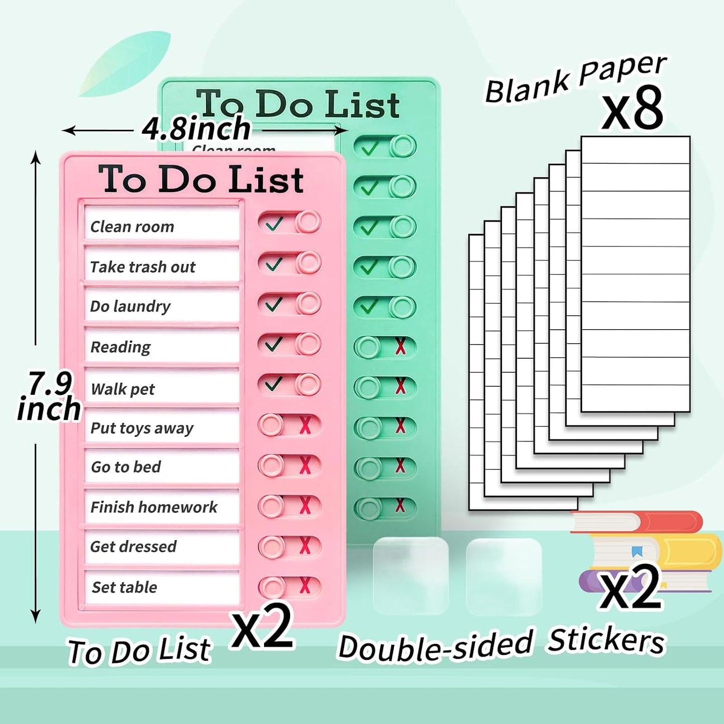 Chore Chart for Kids: Dry Erase Visual Schedule, Magnetic Bedtime/Morning Routine Chart - Toddler Chore Board, Checklist, To Do List for Kids (2 morning checklists, 2 bedtime checklists)