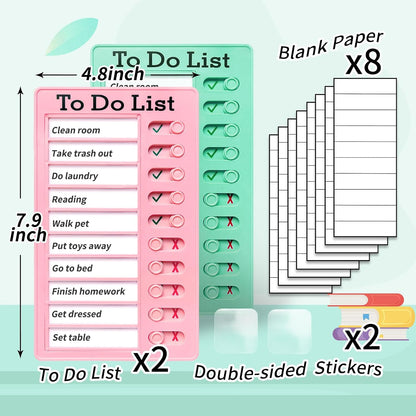 Chore Chart for Kids: Dry Erase Visual Schedule, Magnetic Bedtime/Morning Routine Chart - Toddler Chore Board, Checklist, To Do List for Kids (2 morning checklists, 2 bedtime checklists)