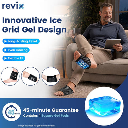 REVIX Foot Ice Pack Wrap for Plantar Fasciitis, 45-Min Cold Therapy