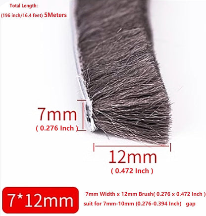 16 Ft (5m) 196 Inch Sliding sash Windows Doors Tape Pile Draught excluder Brush Seal Strip weatherstrip 7mm x 12mm (7/24 1/2 Inch, Gray)