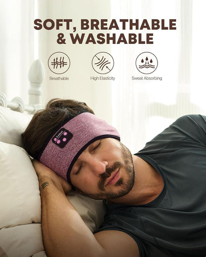 Sleep Headphones Bluetooth 5.4 Headband, Wireless Sleep Headphones with Ultra-Thin HD Stereo Speakers for Side Sleepers, Sweatproof Sports Headband for Workout Yoga Running Cool Gadget Unique Gifts