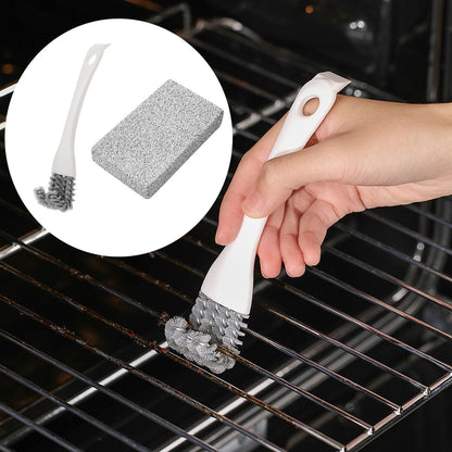 2 Set Kitchen Scrub Brush with Grill Cleaning Brick Stove Cleaning Brush Griddle Cleaning Kit for Range Hood Grease Grime Removal Cooktop Gas Stove Burner Oven Pot Pan Bottom BBQ Grates Smoker