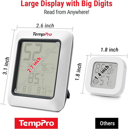 TempPro TP50 Digital Hygrometer Indoor Thermometer Room Thermometer | Humidity Meter Humidity Gauge with Temperature Humidity Monitor for House Office Celler Greenhouse RV (Previously ThermoPro)