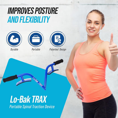 EZ-Bak Lo-Bak TRAX Lumbar Spine Stretcher - Upper & Lower Back Stretcher Pain Relief – Portable Spine Decompressor & Back Cracking Device for Herniated Discs, Sciatica, Scoliosis - Blue