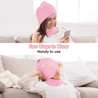 ComfiTECH Cold Cap and Neck Ice Pack Wrap Gel Combo, Care Package for Head and Cervical, Medium | Flexible after Frozen, Cold Cap & Cervical Cold Pack, Relieve Head & Eye, Stiff Neck, Office Tension, Sports Soreness