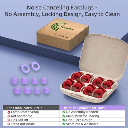 Noise Cancelling Ear Plugs Sleep 50dB NRR Side Sleep Small Ear | ultra soft silicone, reusable one-piece design, 4 sizes included, portable case