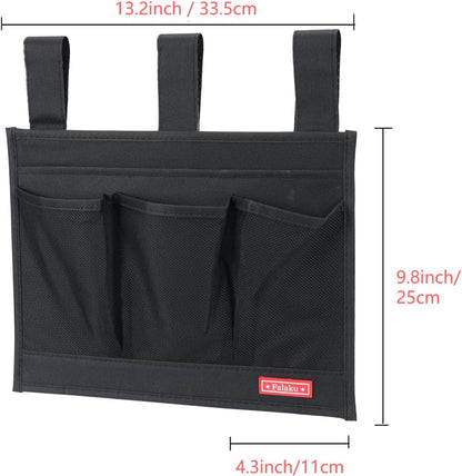 Hanging Bedside Caddy,Bedside Organizer Caddy for Bed Rails(4 Pockets-Grey)